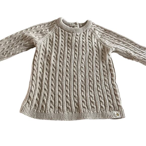George Boys Ecru Neutral Cable Knit Sweater Matching Set Outfit Size 9-12 months - Picture 2 of 7